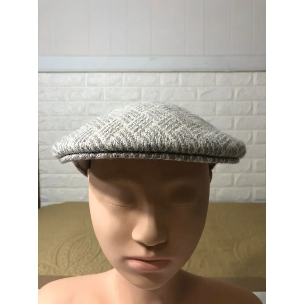 Vtg 90s Kangol Galway Wicker Flat Cap Ivy Driving Hat Wool Angora Eclectic Sz XL